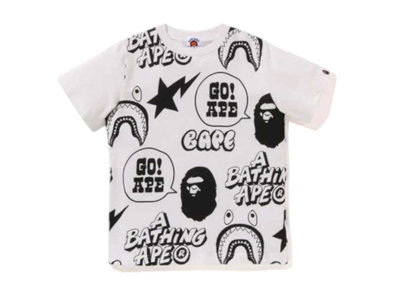 BAPE Kids Graffiti Pattern Tee White