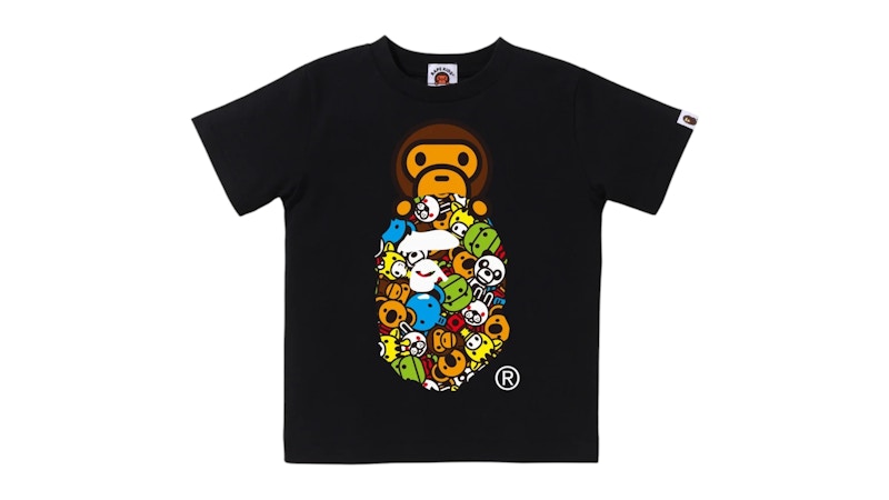 Pre-owned Bape Kids Milo All Friends Milo On Ape Head Tee Shirt In Black