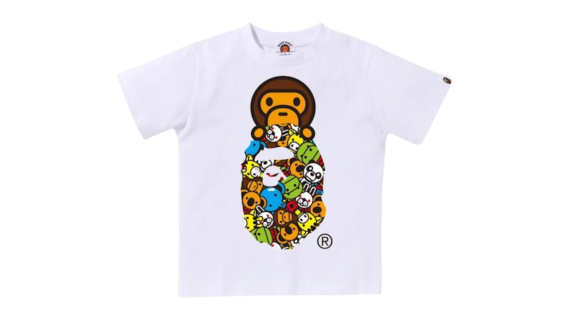 Pre-owned Bape Kids Milo All Friends Milo On Ape Head Tee Shirt In White