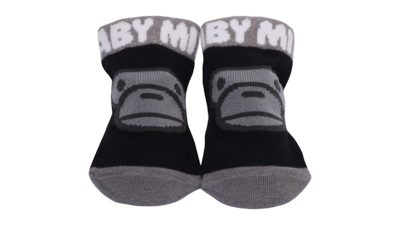 Pre-owned Bape Kids Milo Face Baby Socks In Black
