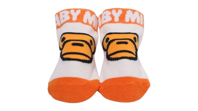 Pre-owned Bape Kids Milo Face Baby Socks In White