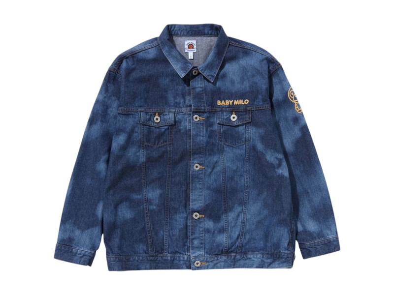 Pre-owned Bape Women's Kids Milo High Tone Bleach Loose Fit 10oz Denim Jacket
