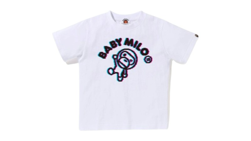 BAPE Kids Retro Pixel Winking Milo Tee White