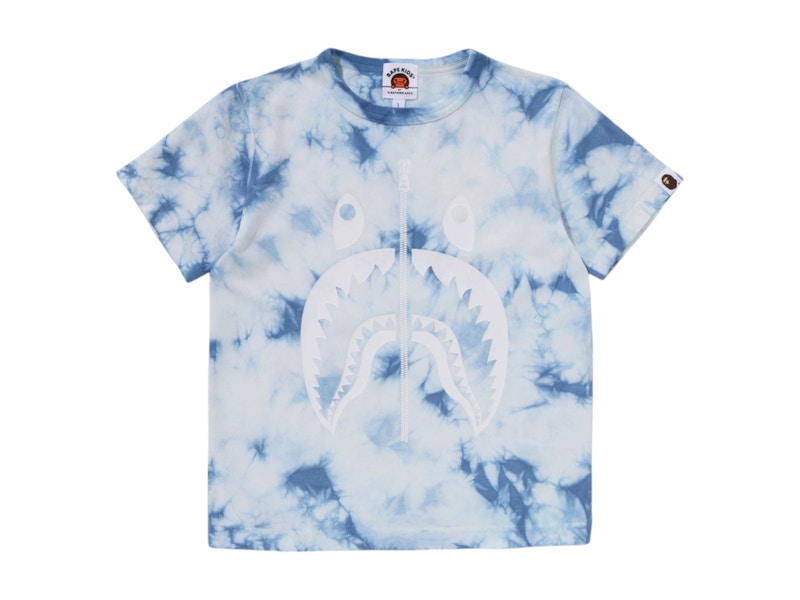 Pre-owned Bape Kids Shark Tie Dye Tee Shirt In Blue