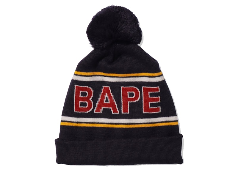 Pre-owned Bape Knit Pom Cap (fw21) In Navy Blue