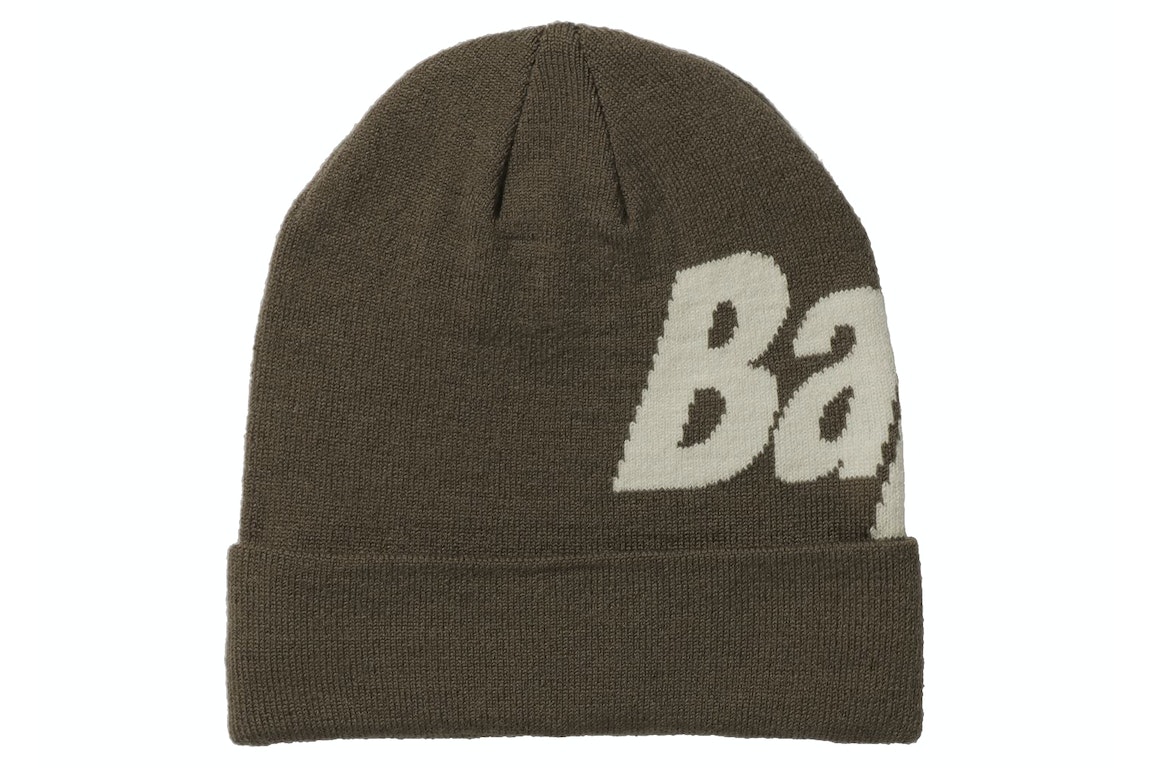Pre-owned Bape Knit Spellout Cap (fw21) Olivedrab