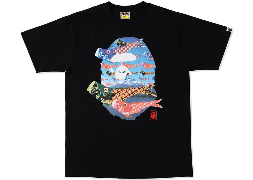 BAPE Koinobori Carp Flags Ape Head Tee Black