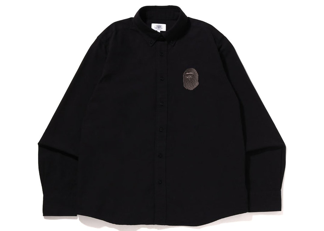Pre-owned Bape Large Ape Head Oxford Bd Shirt Black