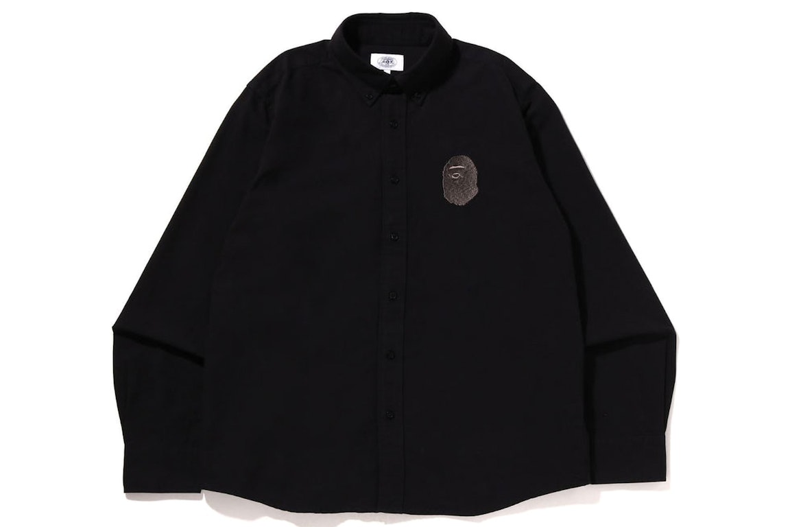 Pre-owned Bape Large Ape Head Oxford Bd Shirt Black