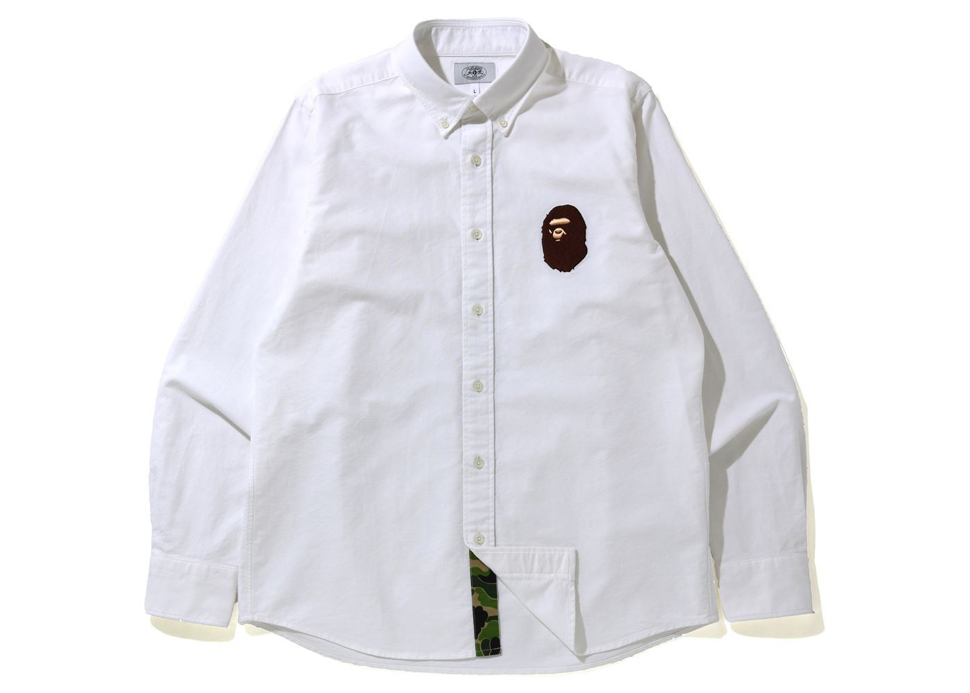 BAPE Large Ape Head Oxford BD Shirt White Men's - FW21 - US