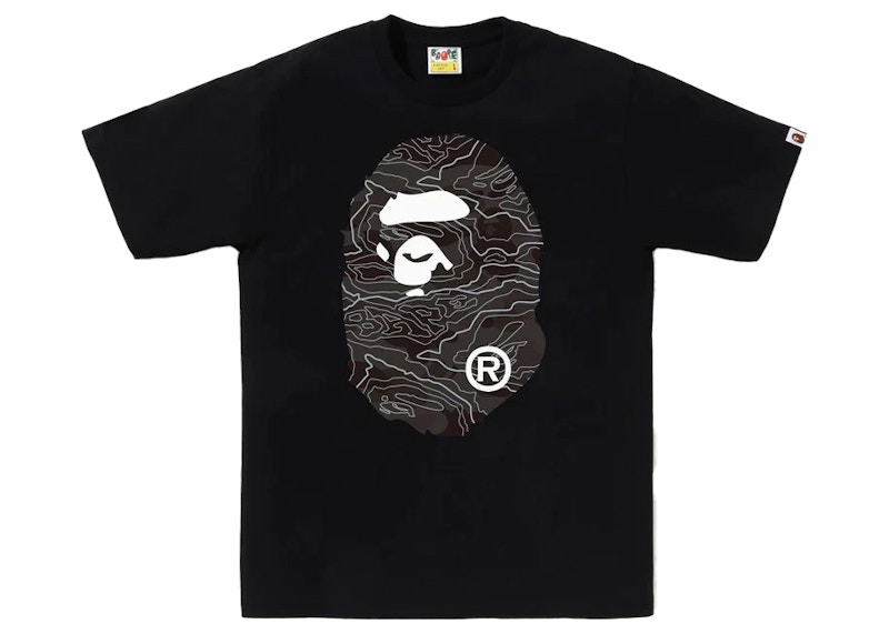 BAPE Layered Line Camo Big Ape Head Tee Black/Black Men's - SS23 - US