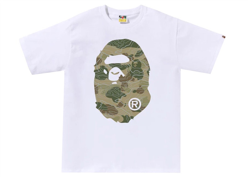 BAPE Layered Line Camo Big Ape Head Tee White/Beige Men's - SS23 - US