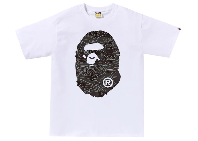 BAPE Layered Line Camo Big Ape Head Tee White/Black Men's - SS23 - US