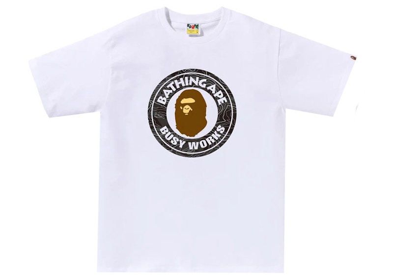 BAPE Layered Line Camo Busy Works Tee White/Black SS23 Men's US