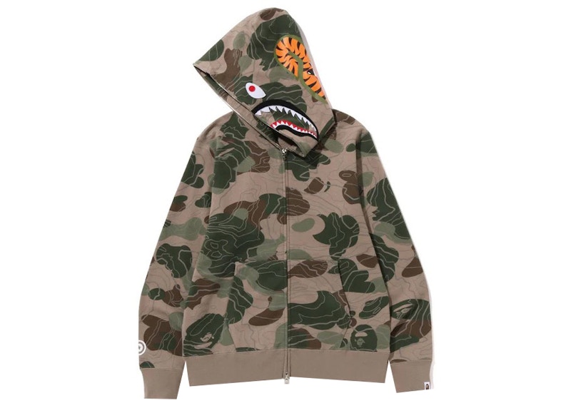 BAPE Layered Line Camo Shark Full Zip Hoodie Beige Men's - SS23 - US