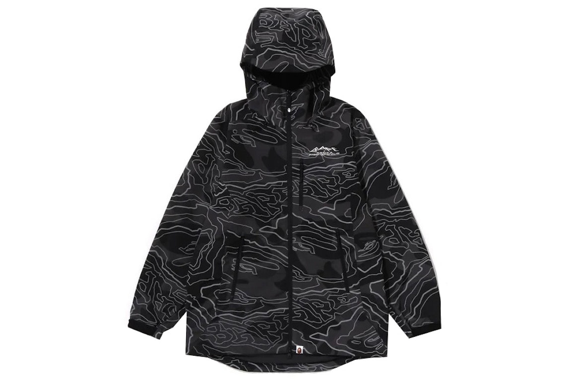 Pre-owned Bape Layered Line Camo Shell Jacket Black