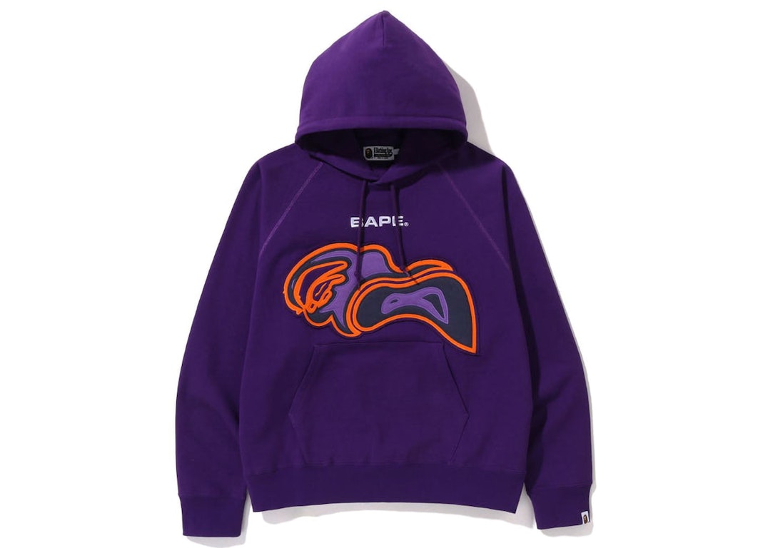 Pre-owned Bape Layered Patch Loose Fit Pullover Hoodie Purple