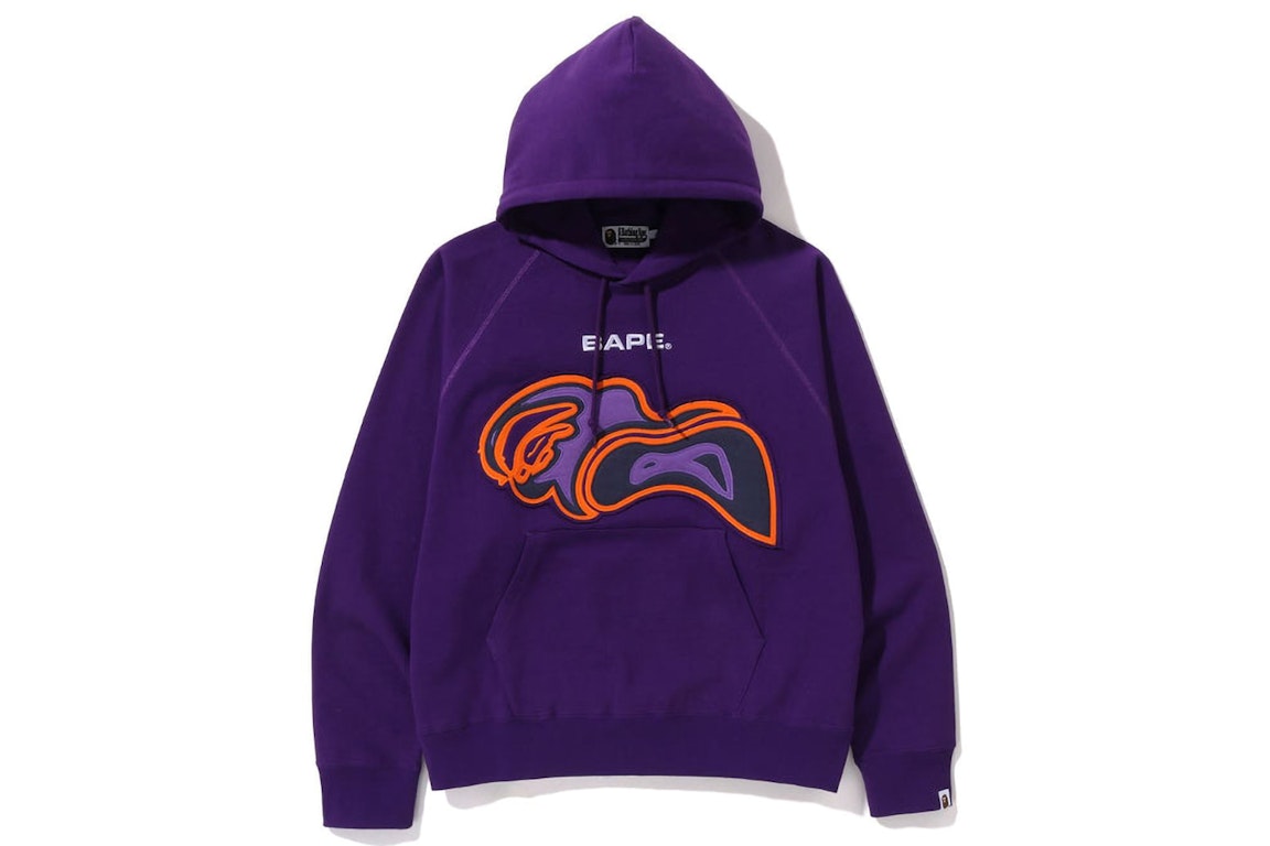 Pre-owned Bape Layered Patch Loose Fit Pullover Hoodie Purple