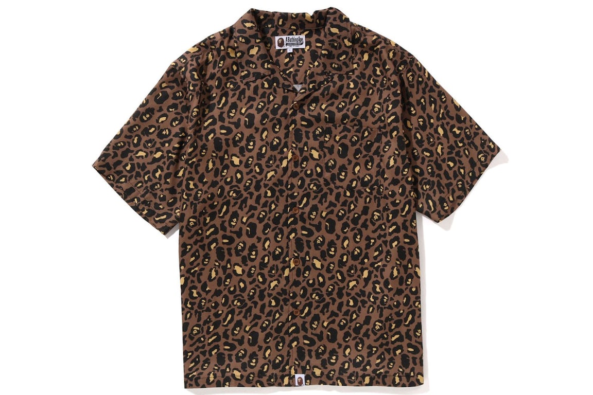 Pre-owned Bape Leopard Open Collar Shirt Yellow