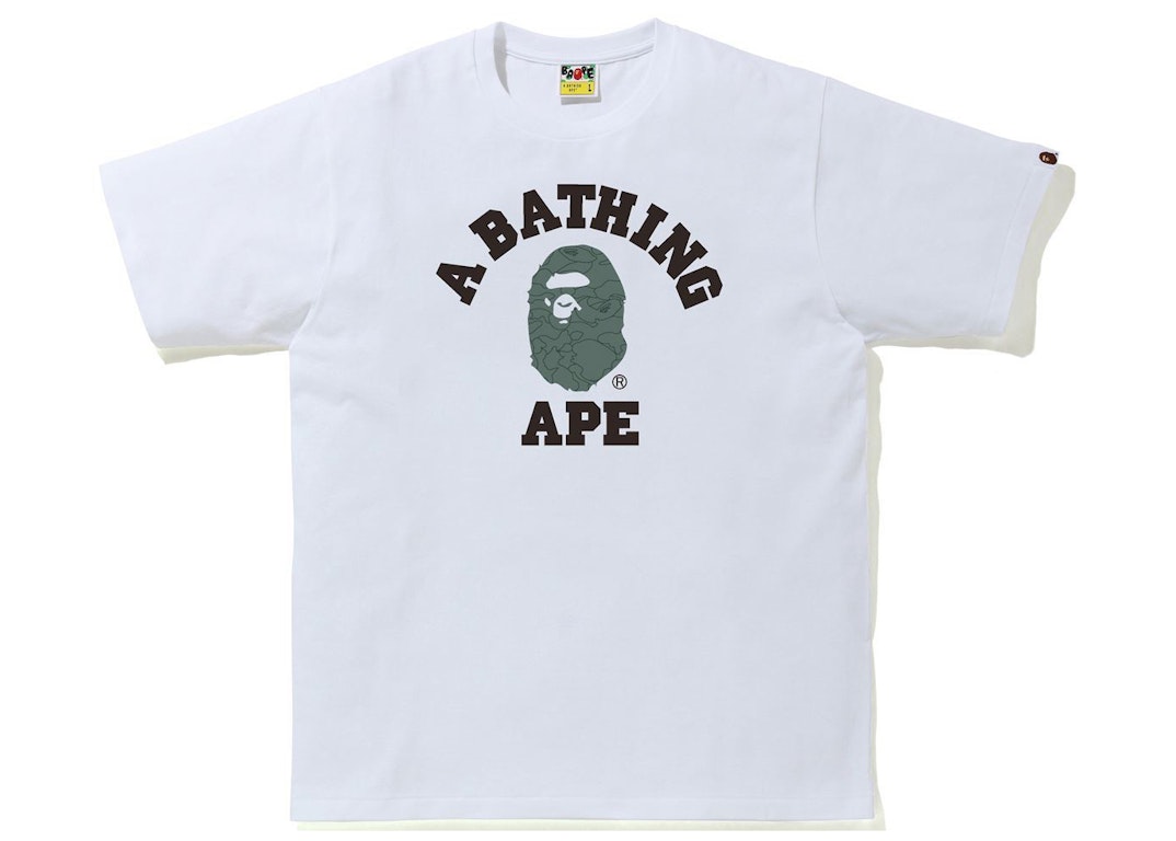 Pre-owned Bape Line 1st Camo College Tee White/green