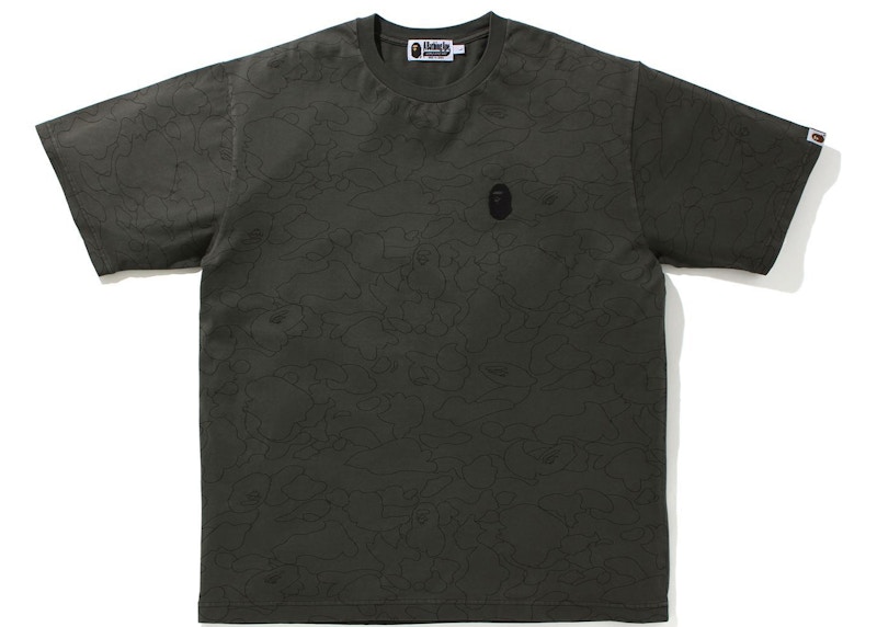BAPE Line 1st Tarnfarbe Washed Relaxed Fit Tee Schwarz