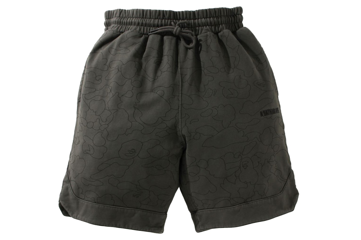 Pre-owned Bape Line 1st Camo Washed Sweat Wide Fit Basketball Shorts Black