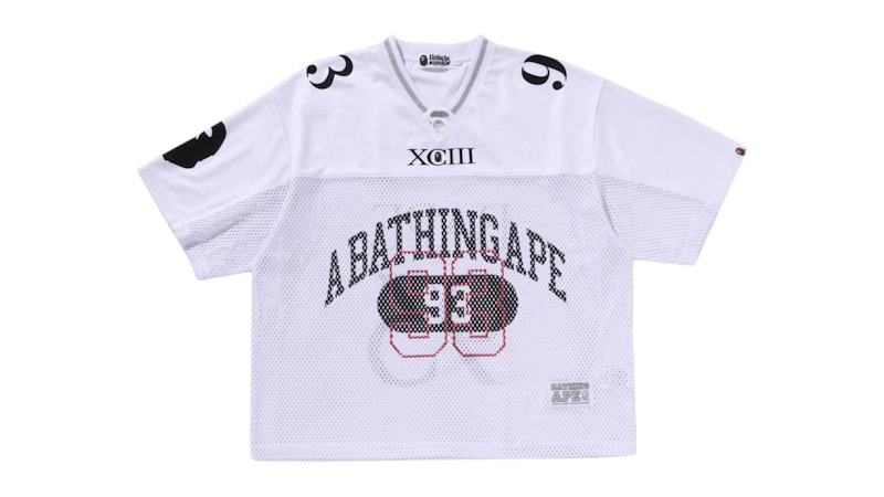 BAPE Line Camo Multi Logo Relaxed Fit Football Jersey White