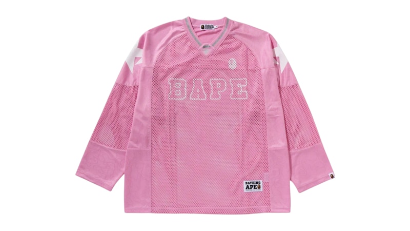 BAPE Line Camo Multilogo Relaxed Fit Football Jersey Pink BAPE Line Camo Multilogo Relaxed Fit Football Jersey Pink