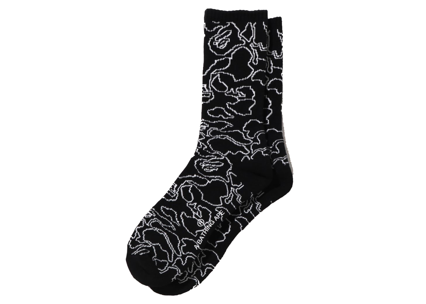 BAPE Solid Camo Jacquard Socks Black