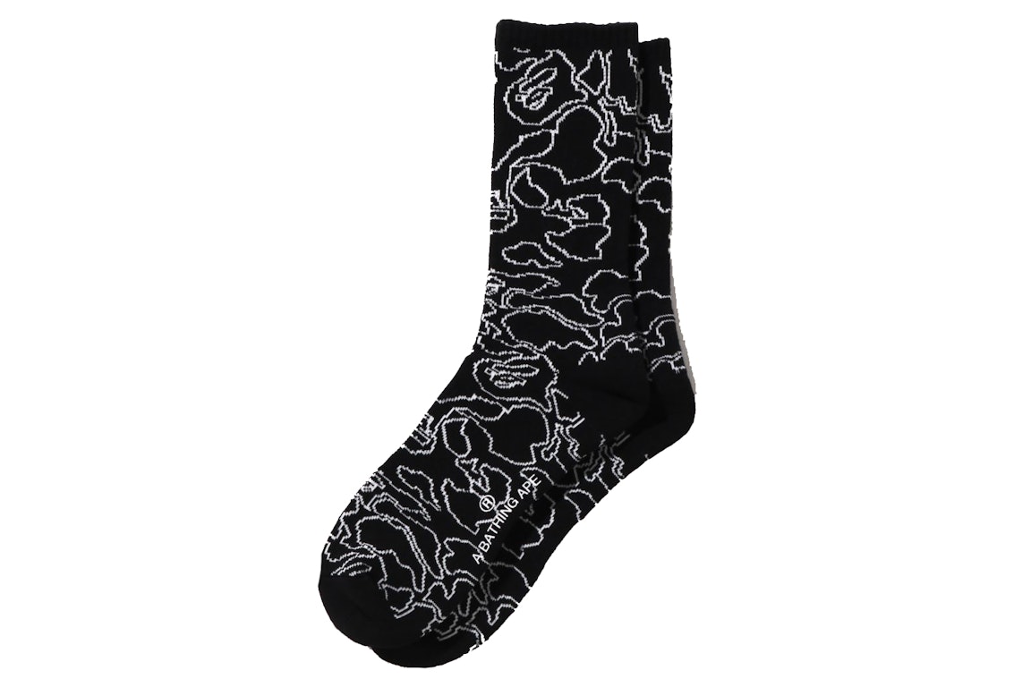 Pre-owned Bape Line Camo Socks Black