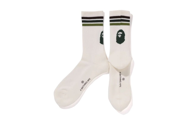 Pre-owned Bape Men's Line Socks In Green