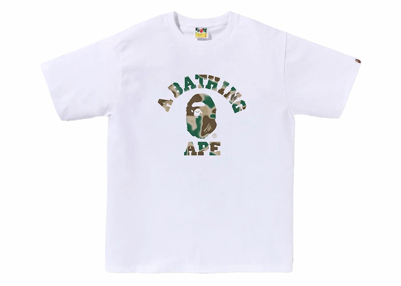 BAPE Liquid Camo College Tee White/Olivedrab Men's - SS24 - US