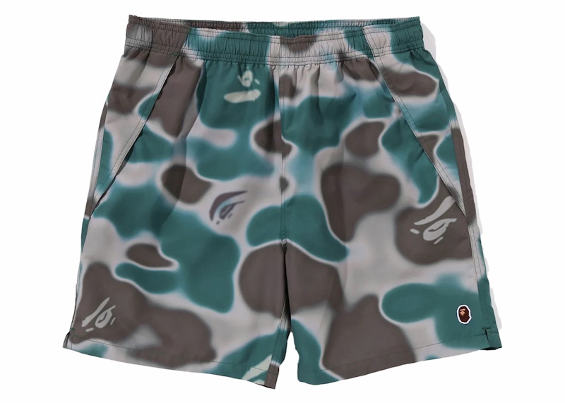 BAPE Liquid Camo One Point Beach Shorts Olivedrab