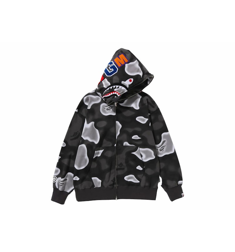 BAPE Liquid Camo Shark Relaxed Fit Full Zip Hoodie Black Men's