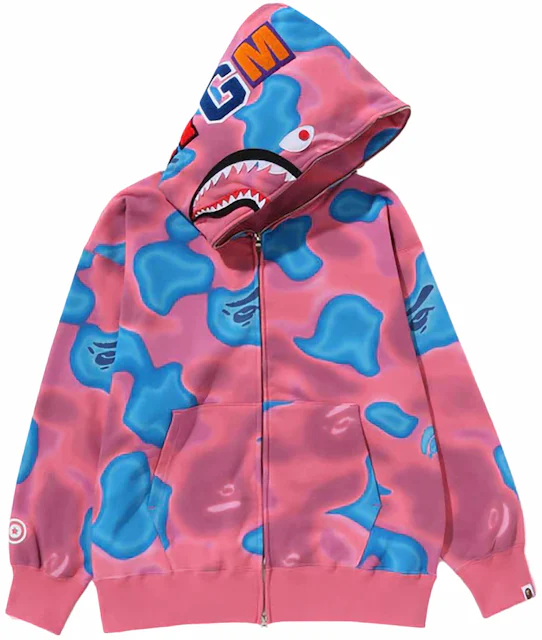 BAPE Liquid Camo Shark Relaxed Fit Full Zip Hoodie Pink Men's - SS24 - US