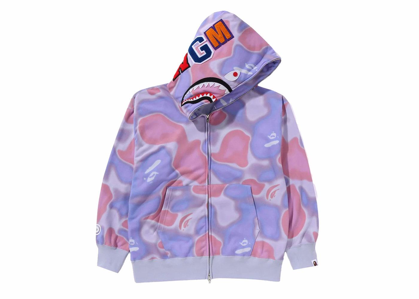 BAPE Liquid Camo Shark Relaxed Fit Full Zip Hoodie Olivedrab Men's 