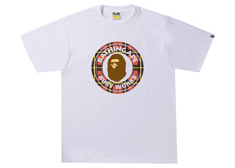 BAPE Logo Check Busy Works Tee White/Red