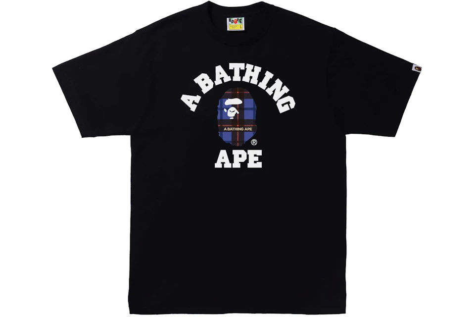 BAPE Logo Check College Tee Black/Blue
