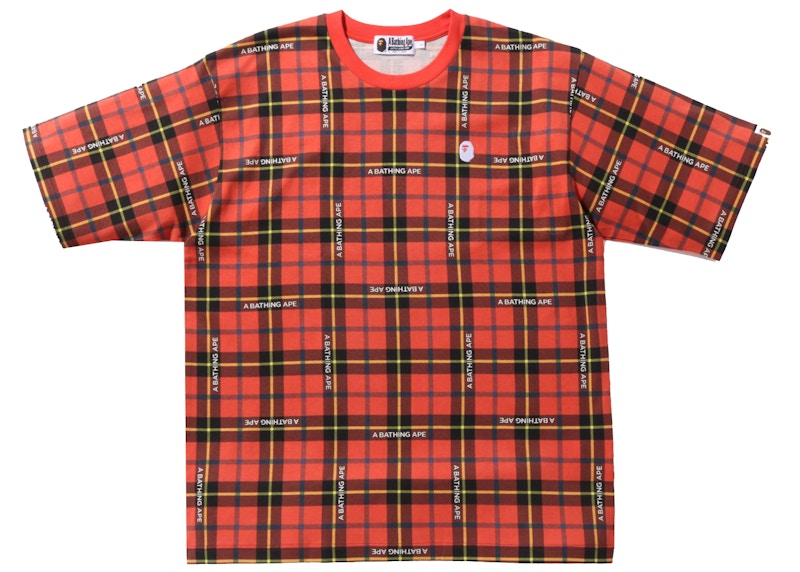 T-shirt BAPE Logo Check Relaxed Fit One Point Rouge