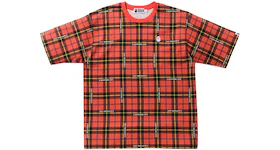 BAPE Logo Check Relaxed Fit One Point Tee Red