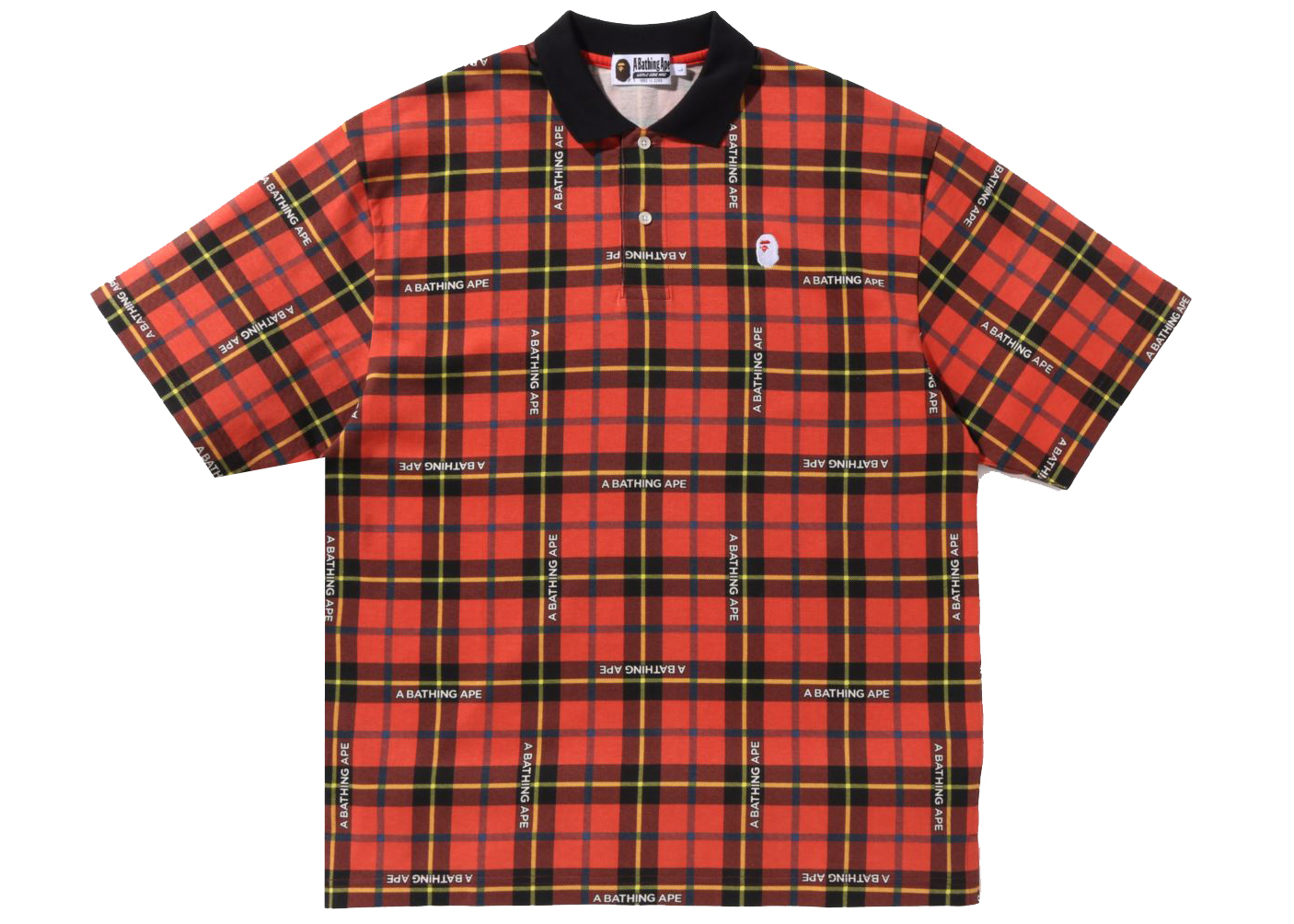 BAPE Logo Check Relaxed Fit Polo Red Men's - SS22 - US