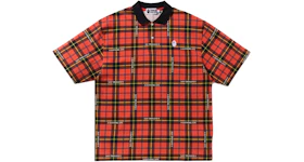 BAPE Logo Check Relaxed Fit Polo Red