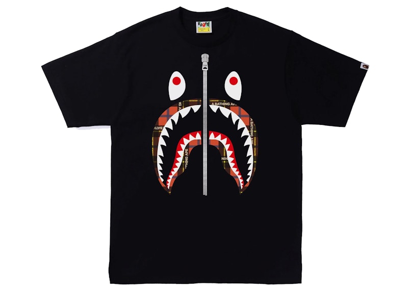 BAPE Logo Check Shark Tee Black/Red
