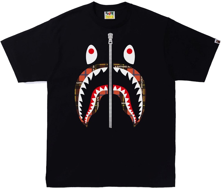 BAPE Logo Check Shark Tee Black/Red - SS22