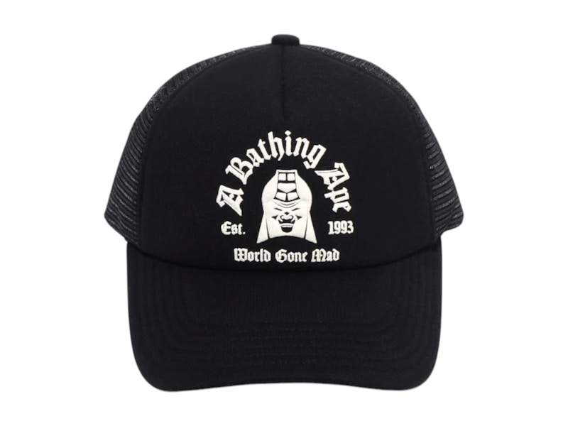 BAPE Logo Cotton Panel Mesh Cap Black Men's - SS25 - US