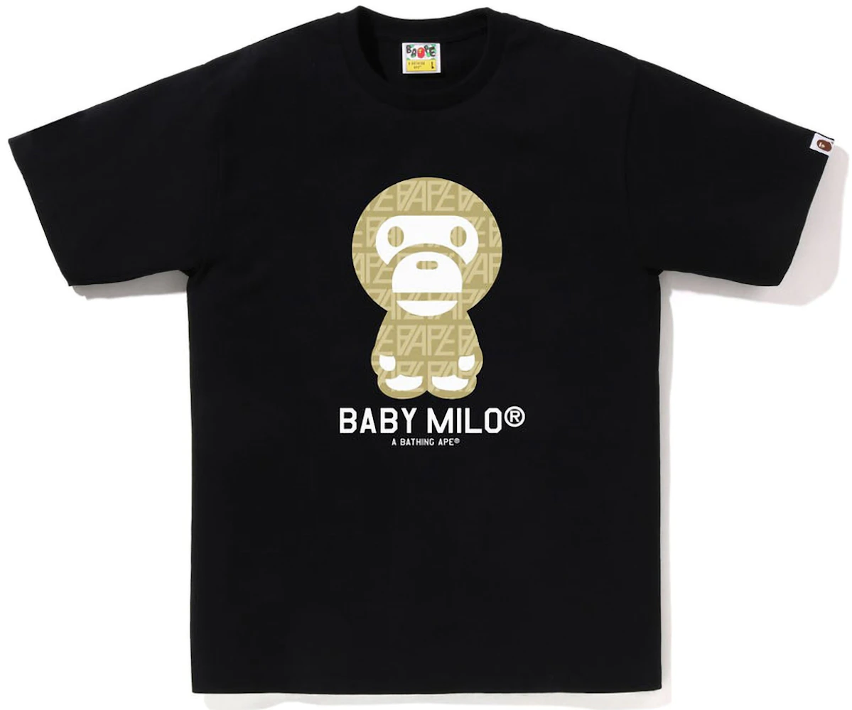 BAPE Logo Monogram Baby Milo Tee Black Beige Men's - SS23 - US