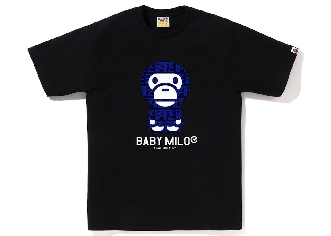 Pre-owned Bape Logo Monogram Baby Milo Tee Black Navy