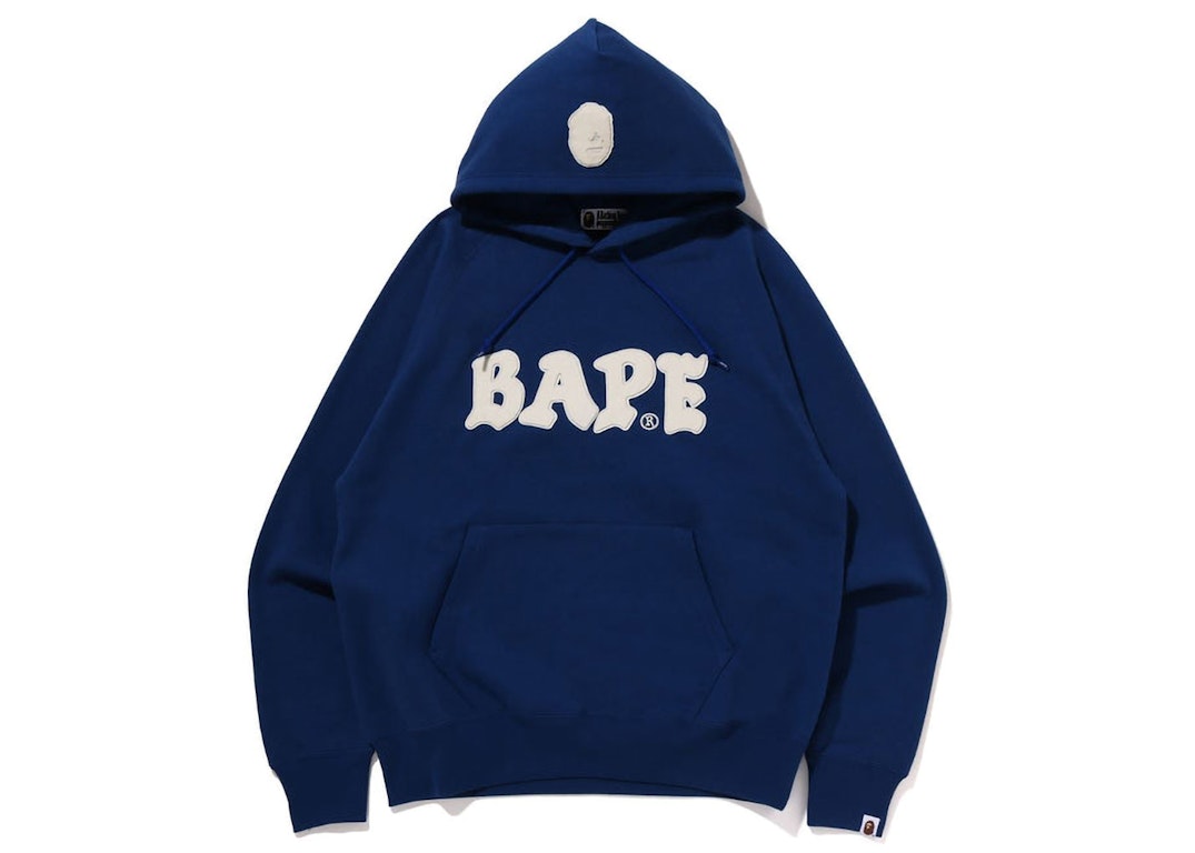 Pre-owned Bape Logo Relaxed Fit Pullover Hoodie (fw22) Blue