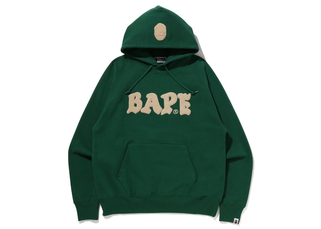 Pre-owned Bape Logo Relaxed Fit Pullover Hoodie (fw22) Green
