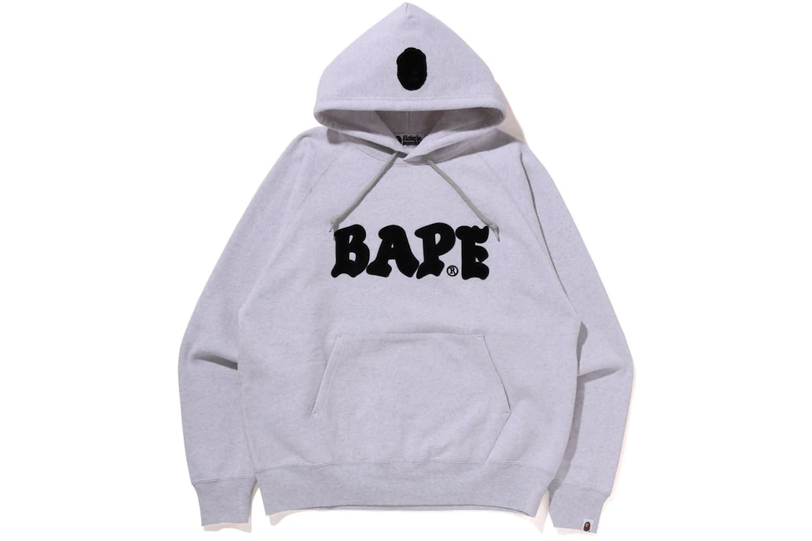 BAPE Logo Relaxed Fit Pullover Hoodie (FW22) Grey